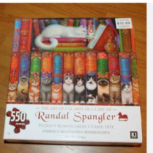550-piece Jigsaw Puzzle "Cat Bookshelf" Artwork by Randal Spangler New